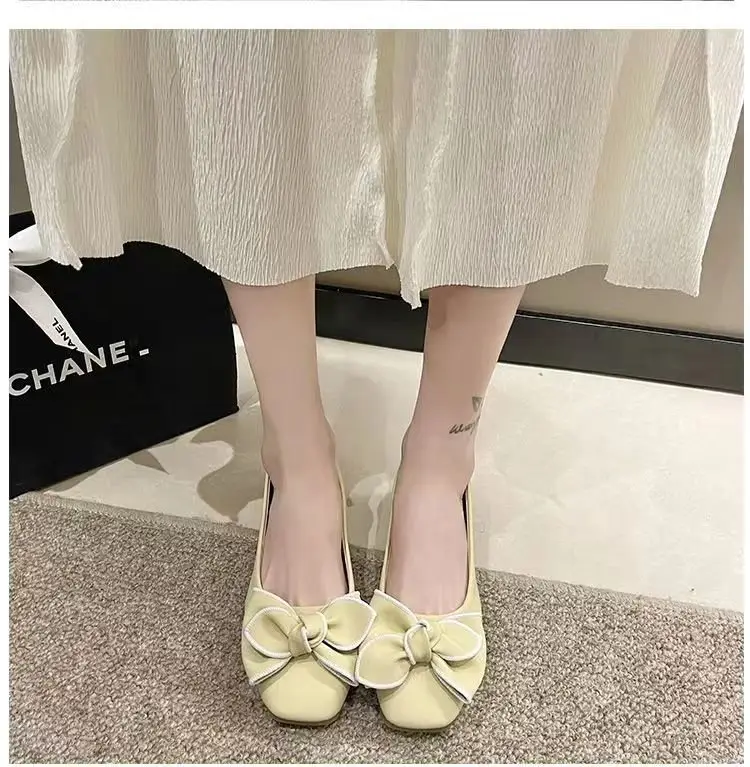 Women's White Bow Flat Shoes Spring Summer 2024 — feature 11
