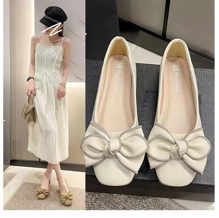 Women's White Bow Flat Shoes Spring Summer 2024 — feature 6