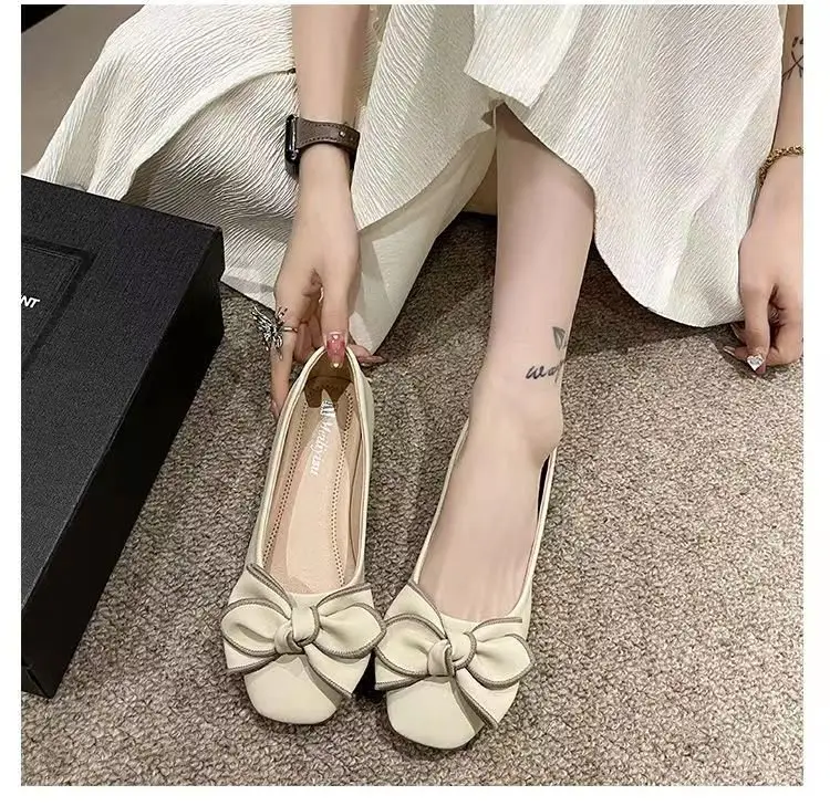 Women's White Bow Flat Shoes Spring Summer 2024 — feature 7