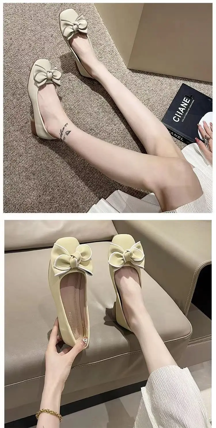 Women's White Bow Flat Shoes Spring Summer 2024 — feature 9