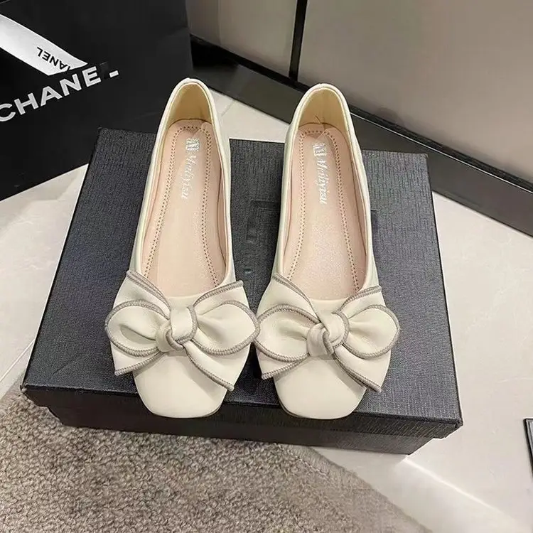 Women's White Bow Flat Shoes Spring Summer 2024 - Image 2