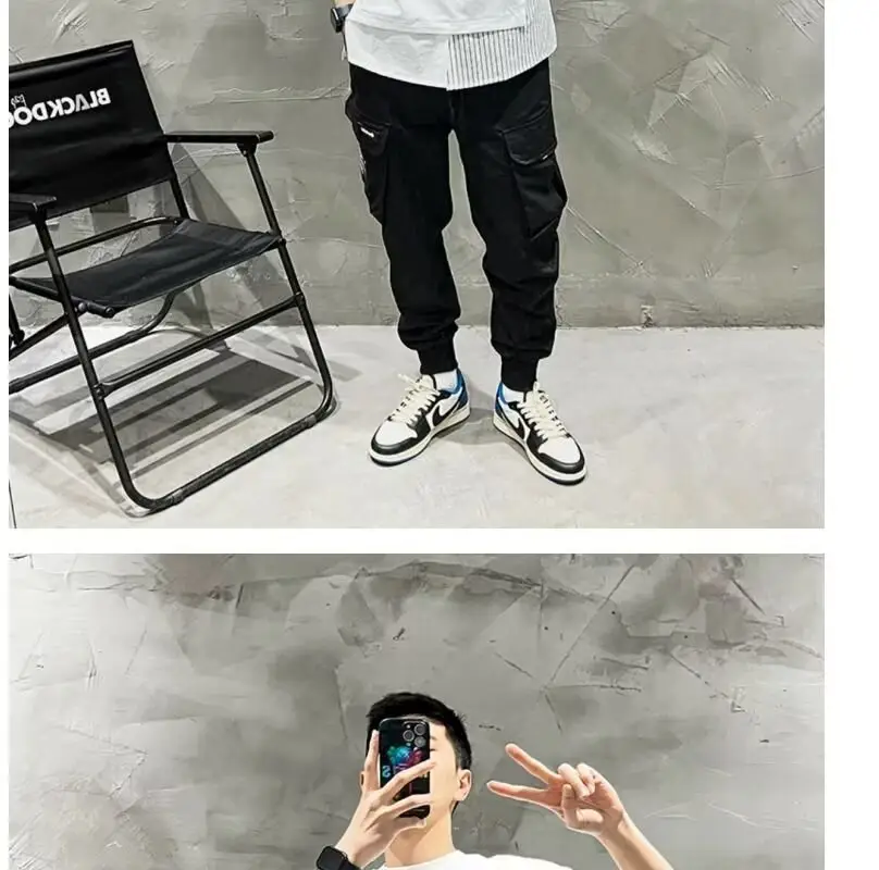 Men White Striped Patchwork T-Shirt Short Sleeve — feature 11