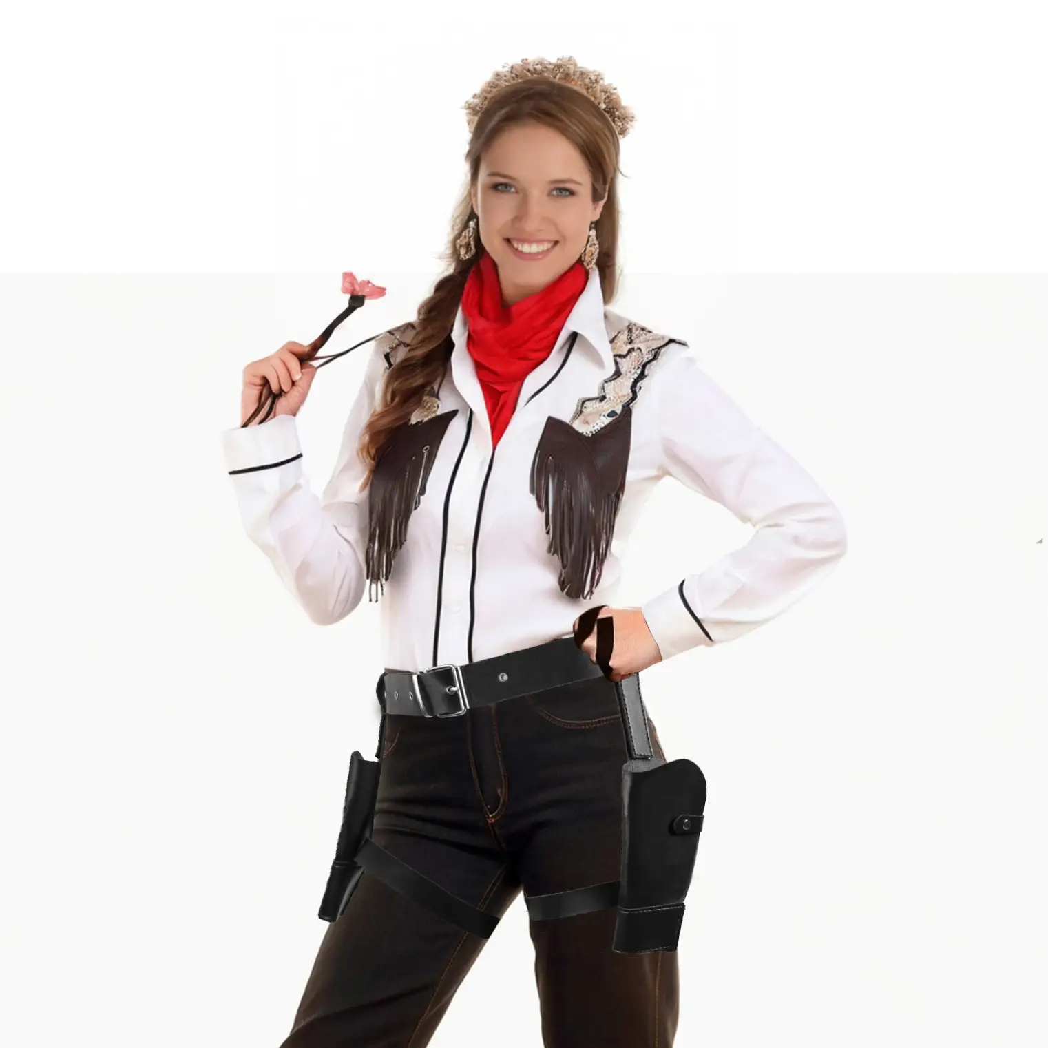 Cross-Border Police Gun Holster Western Cowboy Belt 112cm Adjustable — feature 7