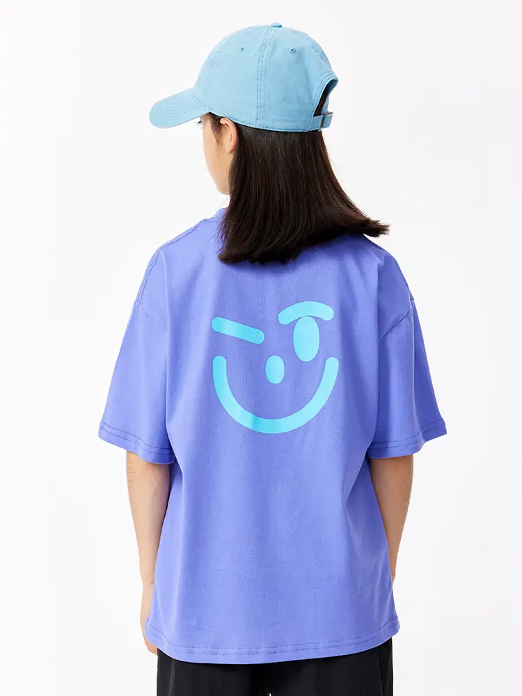 Girls Blue Smile T-Shirt Cotton Summer Casual - Image 5