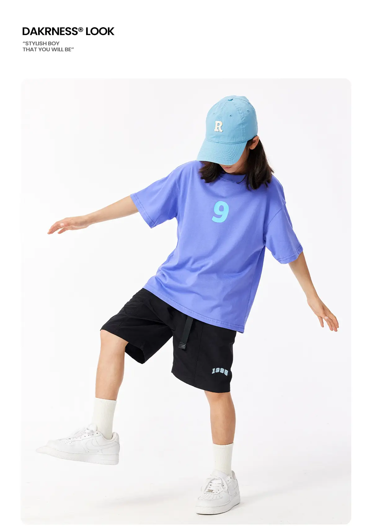 Girls Blue Smile T-Shirt Cotton Summer Casual — feature 11