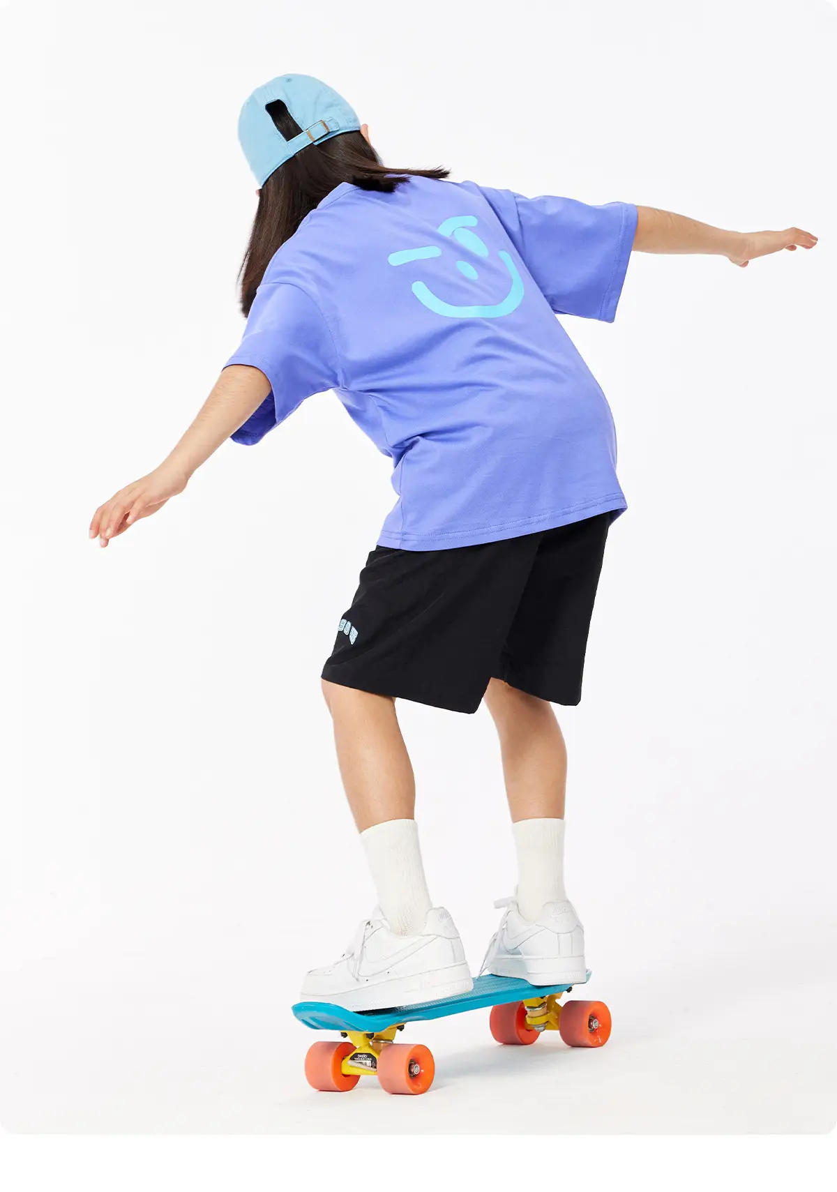 Girls Blue Smile T-Shirt Cotton Summer Casual — feature 12
