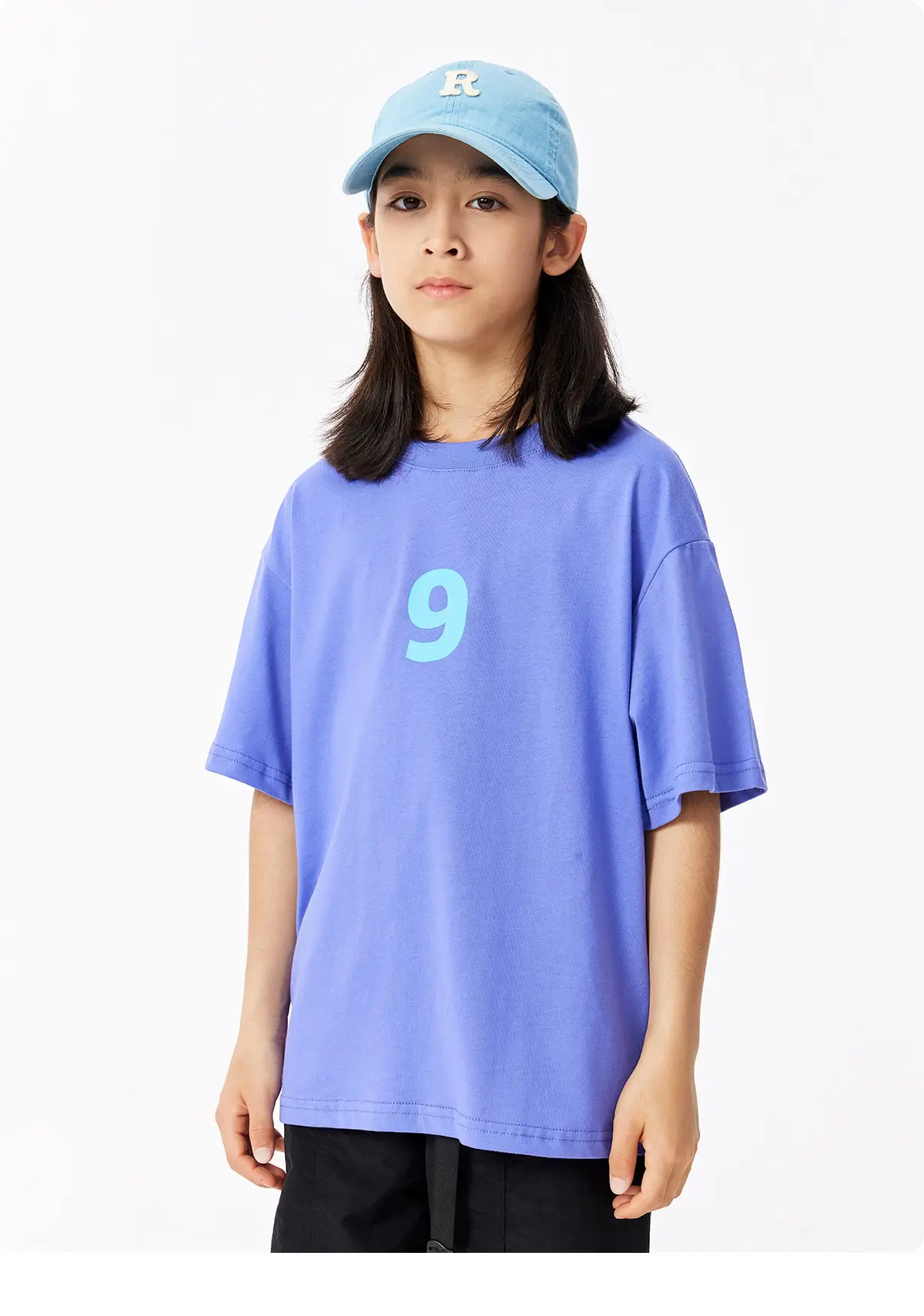 Girls Blue Smile T-Shirt Cotton Summer Casual — feature 14