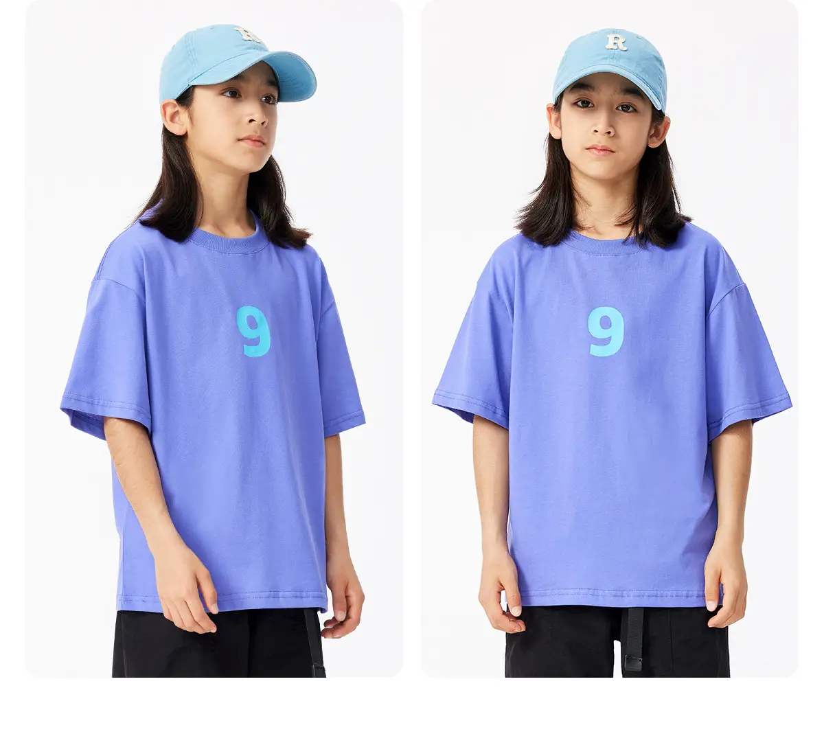 Girls Blue Smile T-Shirt Cotton Summer Casual — feature 16