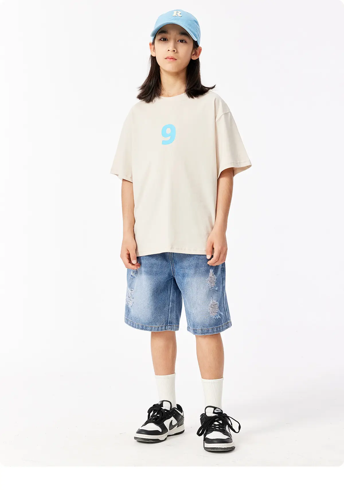 Girls Blue Smile T-Shirt Cotton Summer Casual — feature 17