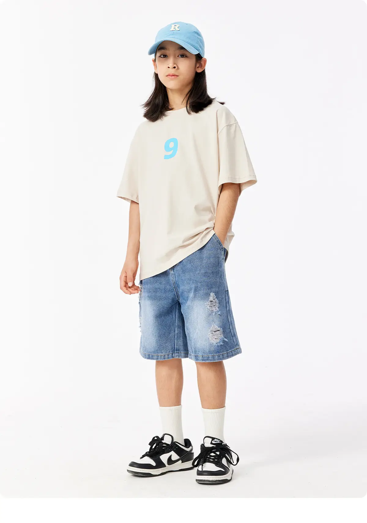 Girls Blue Smile T-Shirt Cotton Summer Casual — feature 18