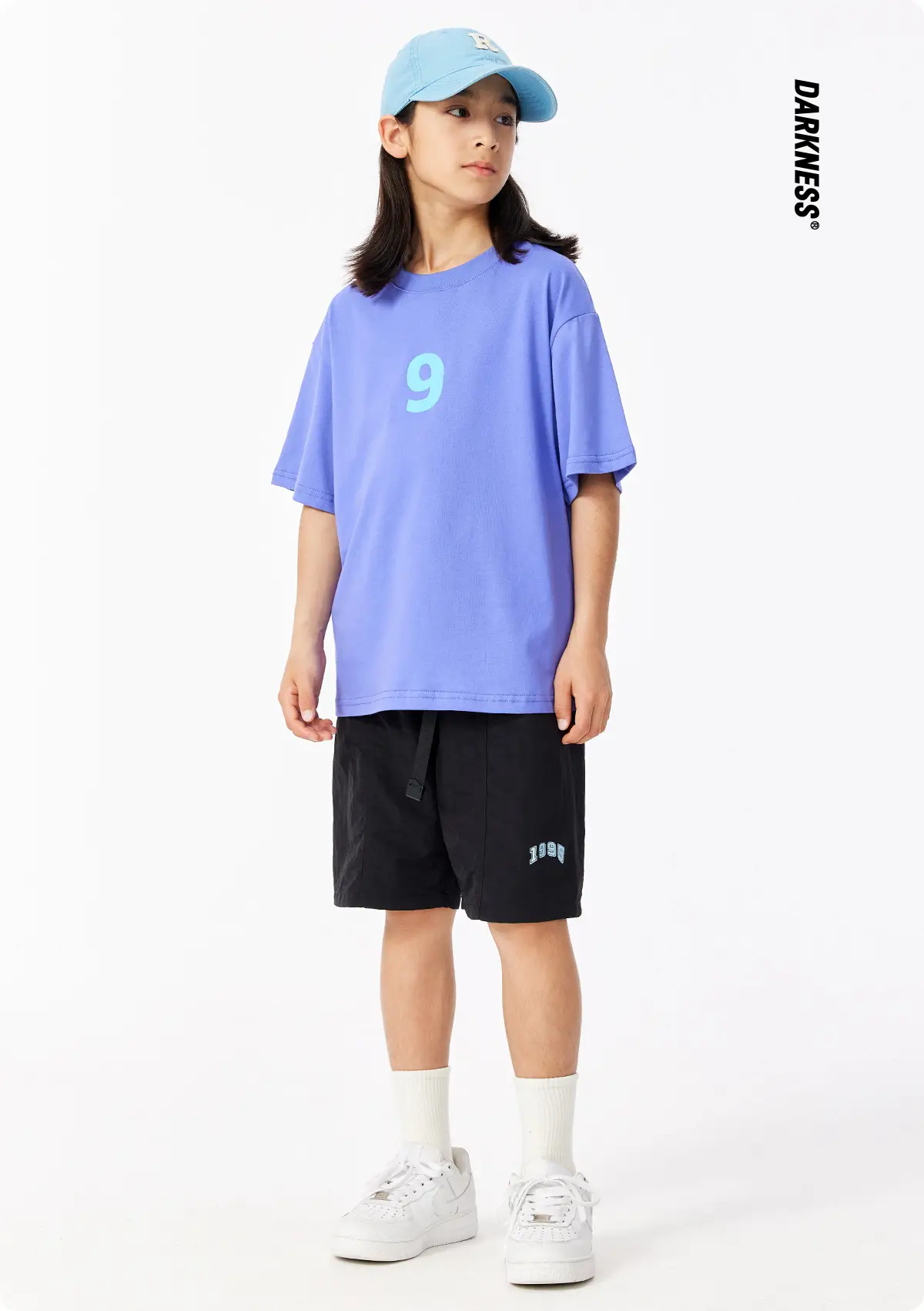 Girls Blue Smile T-Shirt Cotton Summer Casual — feature 2
