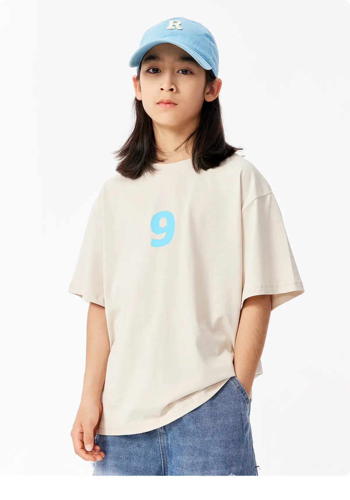 Girls Blue Smile T-Shirt Cotton Summer Casual — feature 21
