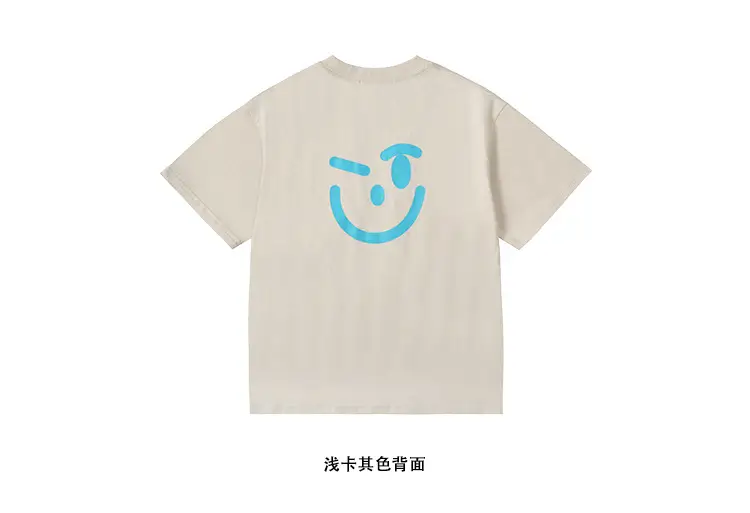 Girls Blue Smile T-Shirt Cotton Summer Casual — feature 24