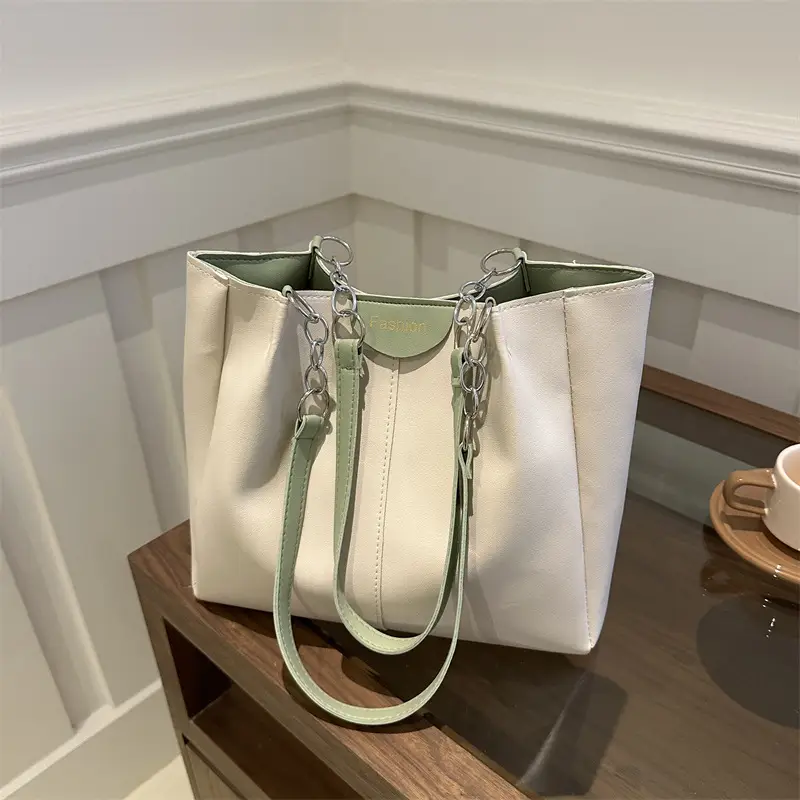 Women's Beige Shoulder Bag with Keychain & Wallet Set - Image 6