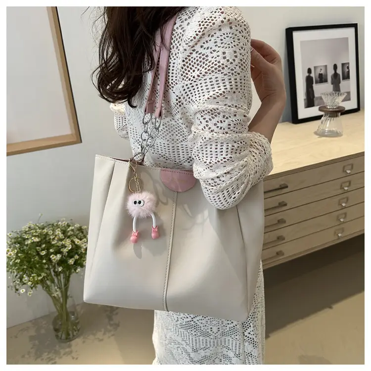 Women's Beige Shoulder Bag with Keychain & Wallet Set — feature 14