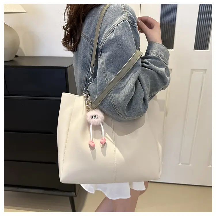 Women's Beige Shoulder Bag with Keychain & Wallet Set — feature 19
