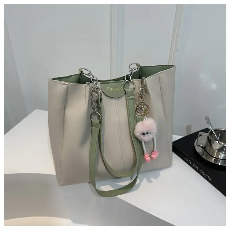 Women's Beige Shoulder Bag with Keychain & Wallet Set — feature 21