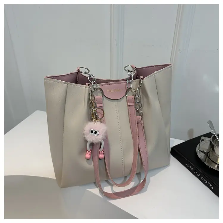 Women's Beige Shoulder Bag with Keychain & Wallet Set — feature 22