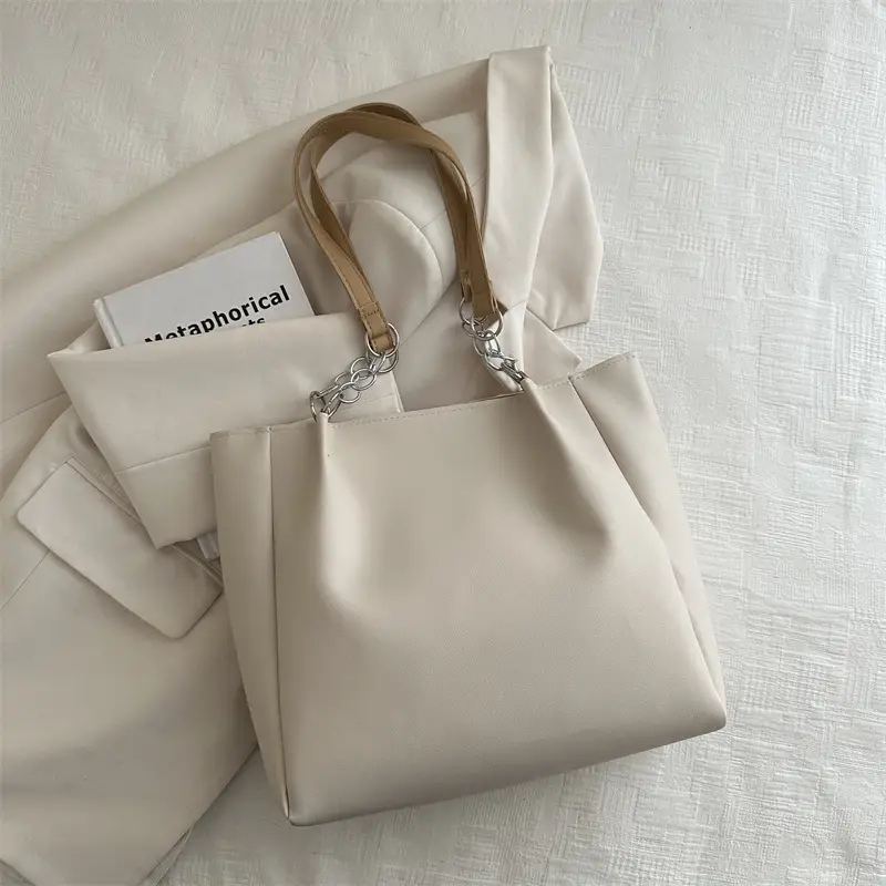 Women's Beige Shoulder Bag with Keychain & Wallet Set - Image 4