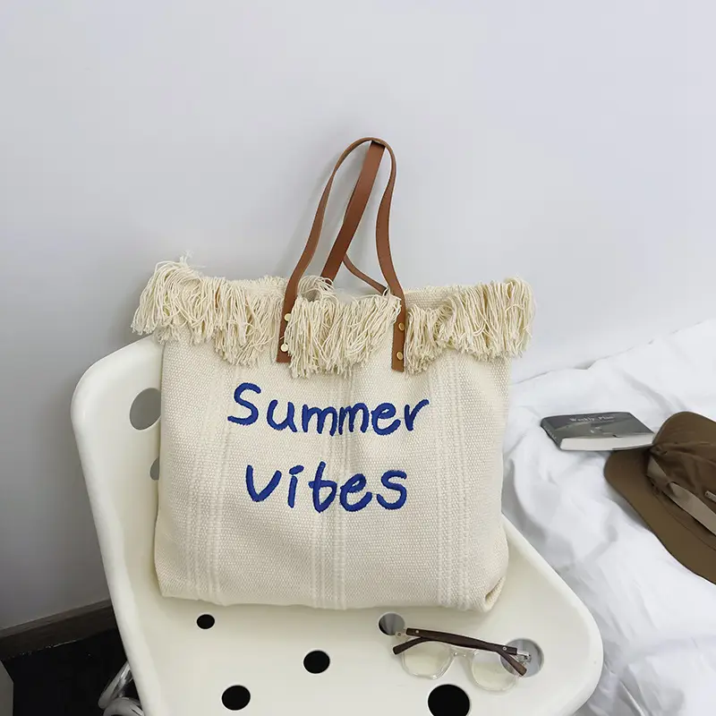 Women's Printed Shoulder Bag Summer Vibes Canvas Large