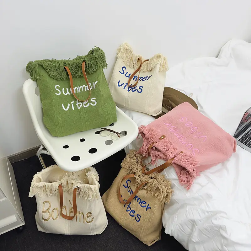 Women's Printed Shoulder Bag Summer Vibes Canvas Large