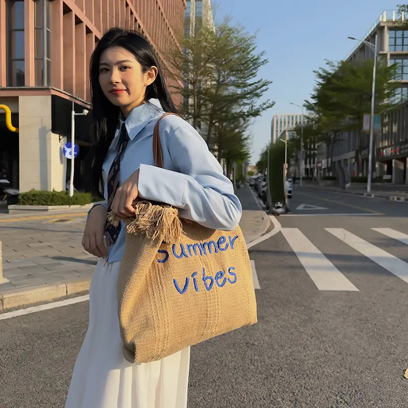 Women's Printed Shoulder Bag Summer Vibes Canvas Large