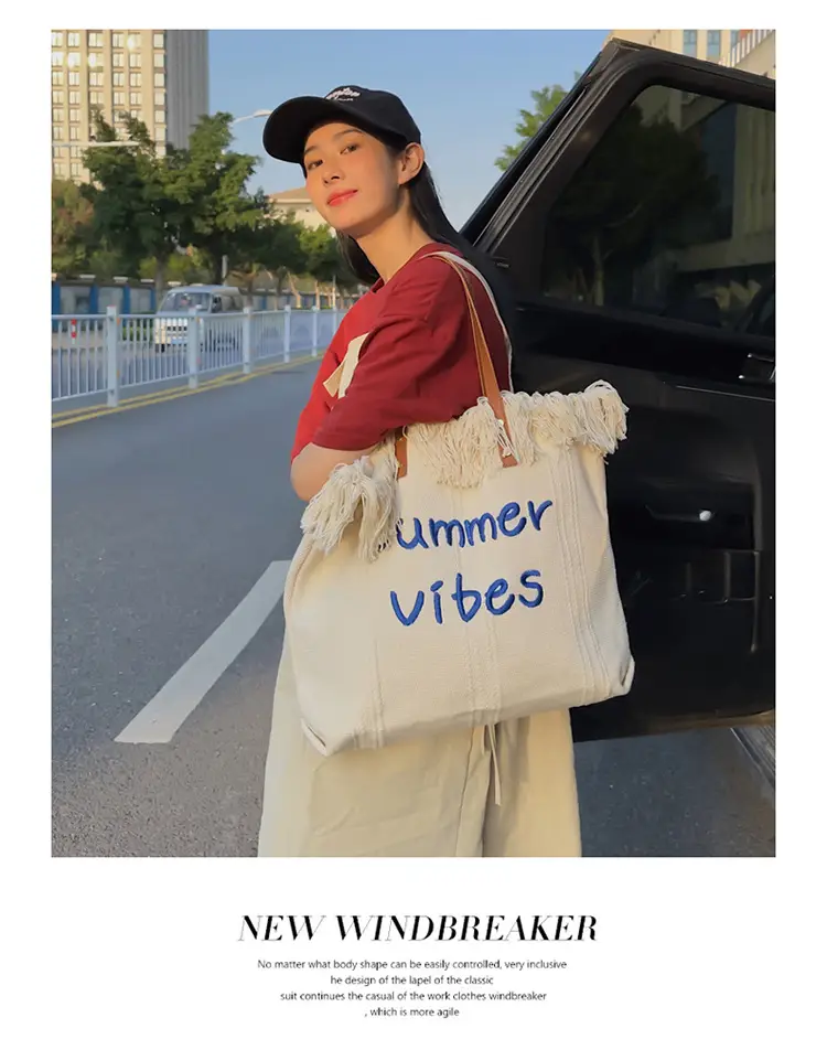 Women's Printed Shoulder Bag Summer Vibes Canvas Large — feature 12