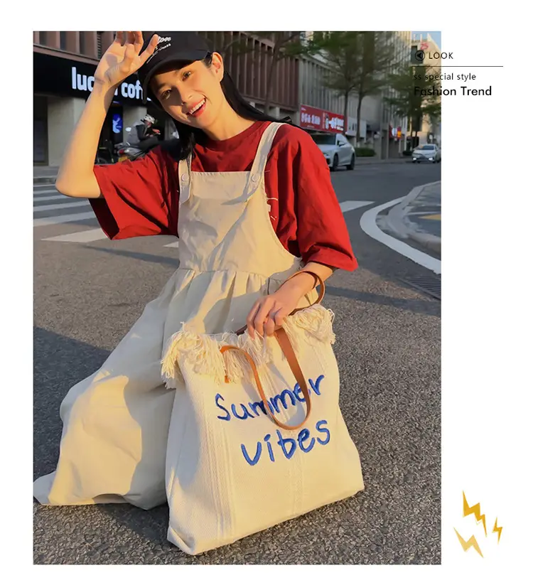 Women's Printed Shoulder Bag Summer Vibes Canvas Large — feature 13