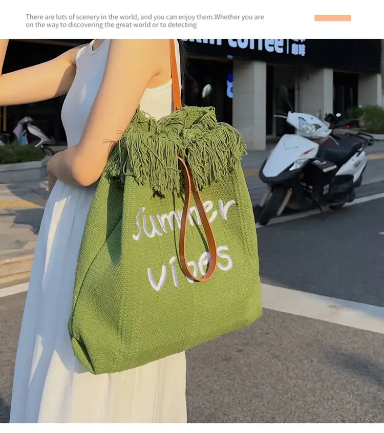 Women's Printed Shoulder Bag Summer Vibes Canvas Large — feature 14