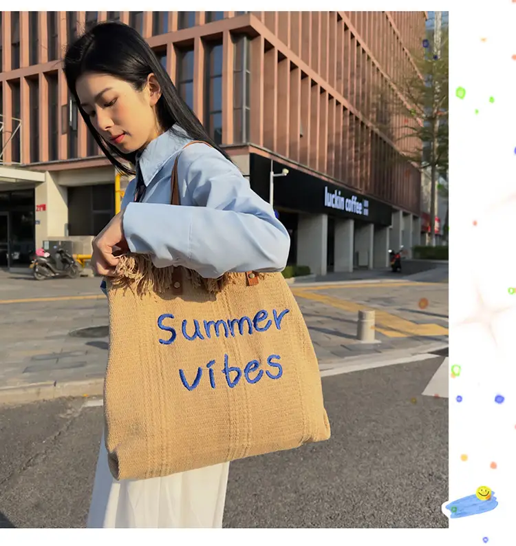 Women's Printed Shoulder Bag Summer Vibes Canvas Large — feature 18