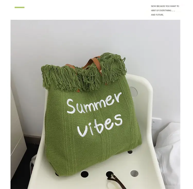 Women's Printed Shoulder Bag Summer Vibes Canvas Large — feature 24