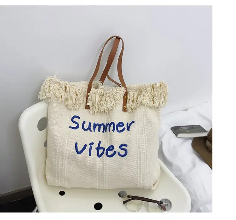 Women's Printed Shoulder Bag Summer Vibes Canvas Large — feature 29