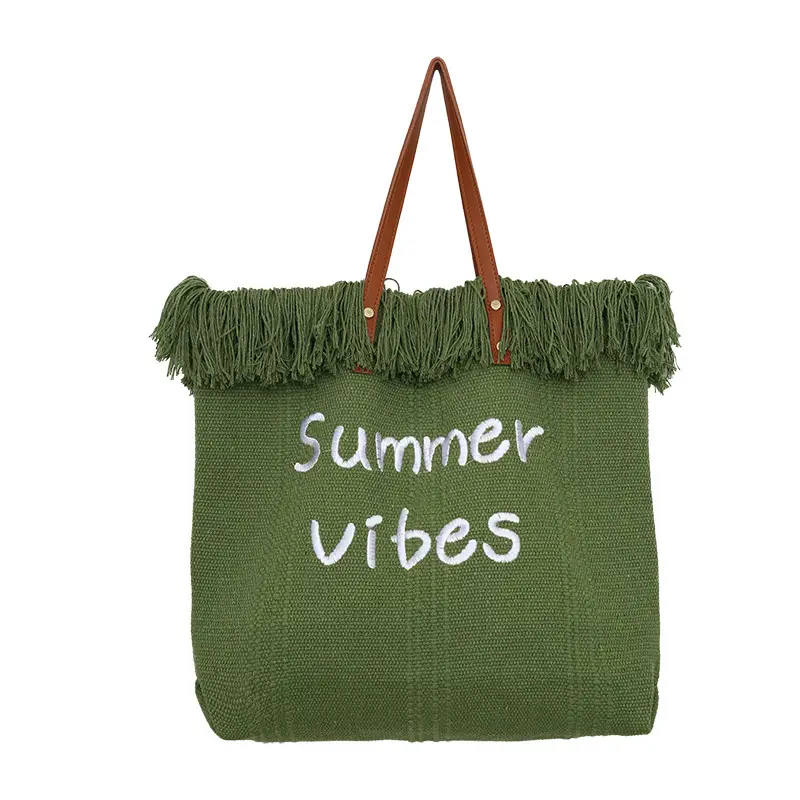 Women's Printed Shoulder Bag Summer Vibes Canvas Large