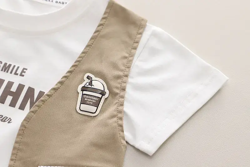 3-Piece Boys Summer Suit White Black Green Shorts Set — feature 10