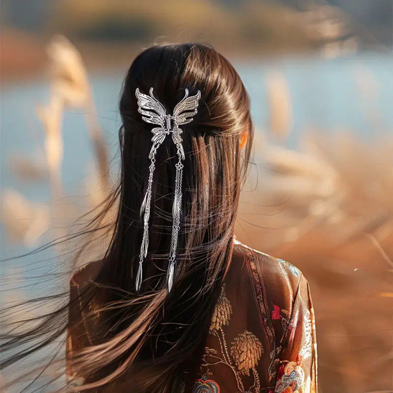 Diamond Butterfly Pearl Hairpin for Women Ethnic Style - Image 3