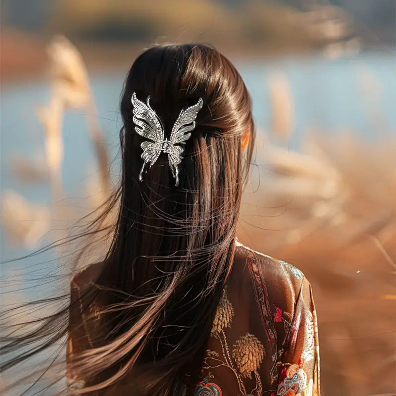 Diamond Butterfly Pearl Hairpin for Women Ethnic Style - Image 2