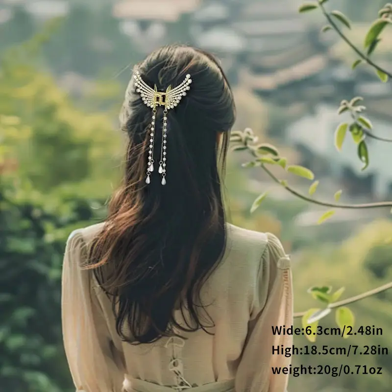 Diamond Butterfly Pearl Hairpin for Women Ethnic Style — feature 3