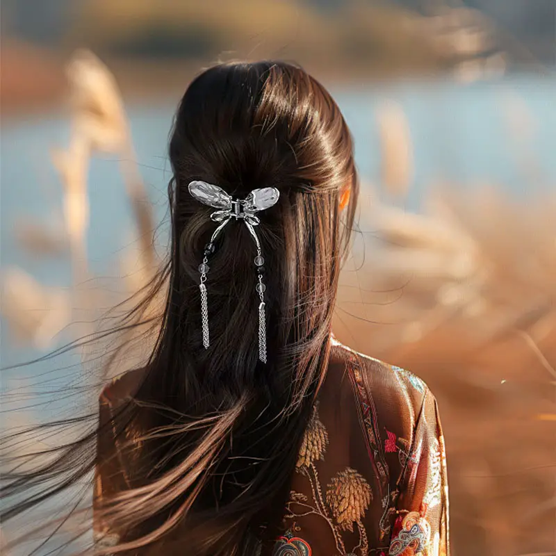 Diamond Butterfly Pearl Hairpin for Women Ethnic Style - Image 4