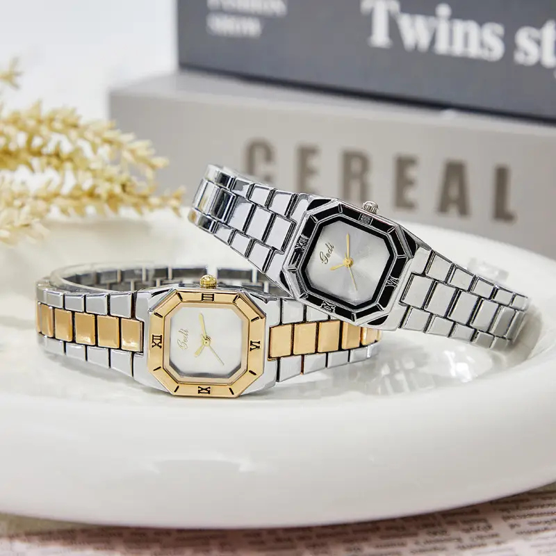 Women's Square Quartz Watch Gold Steel Band Set of 6 - Image 4