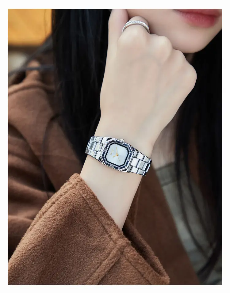 Women's Square Quartz Watch Gold Steel Band Set of 6 — feature 7