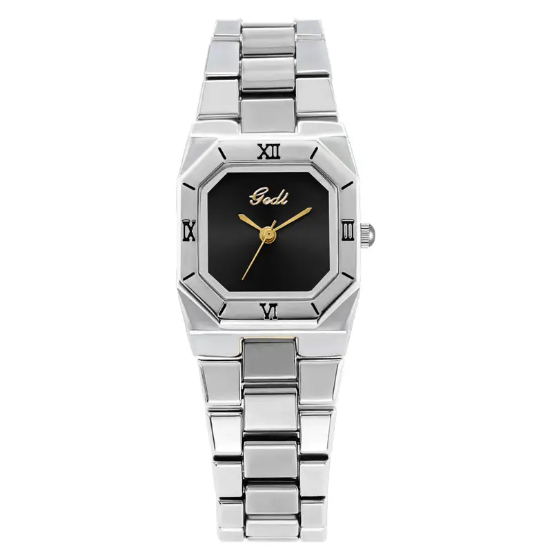 Women's Square Quartz Watch Gold Steel Band Set of 6 - Image 2