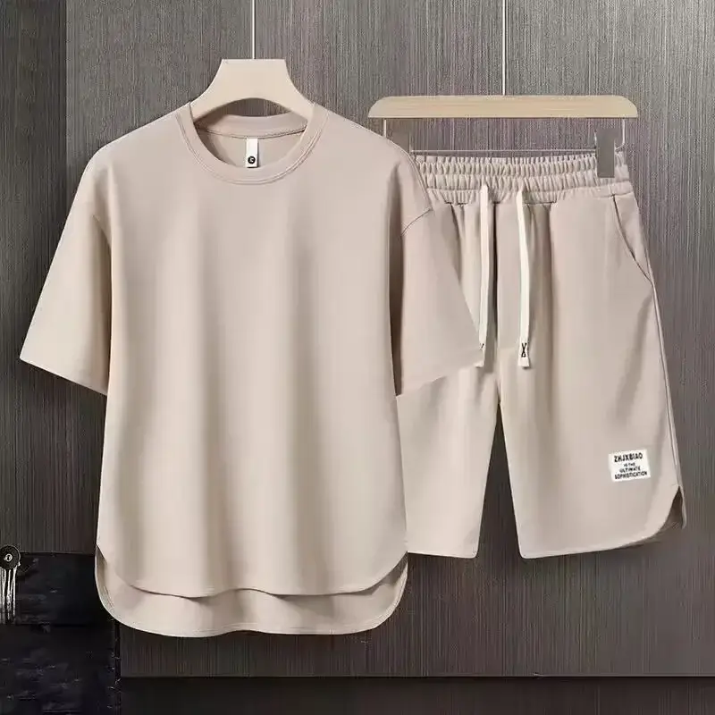 Men Brown Casual Shorts Set with Zip Front