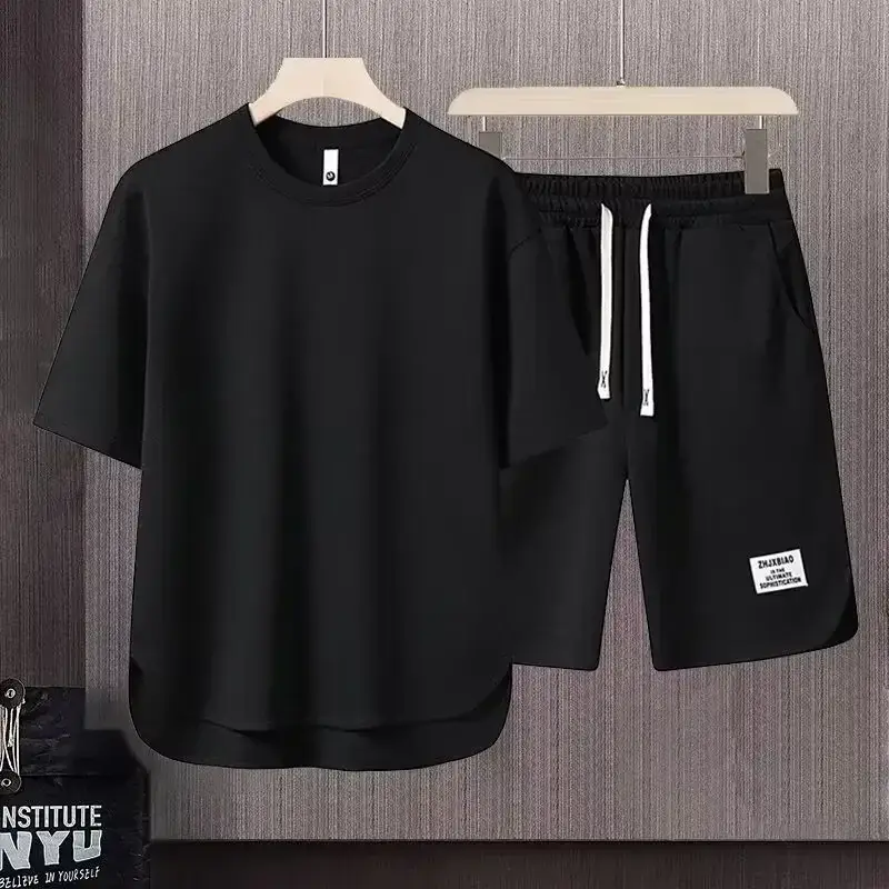 Men Brown Casual Shorts Set with Zip Front