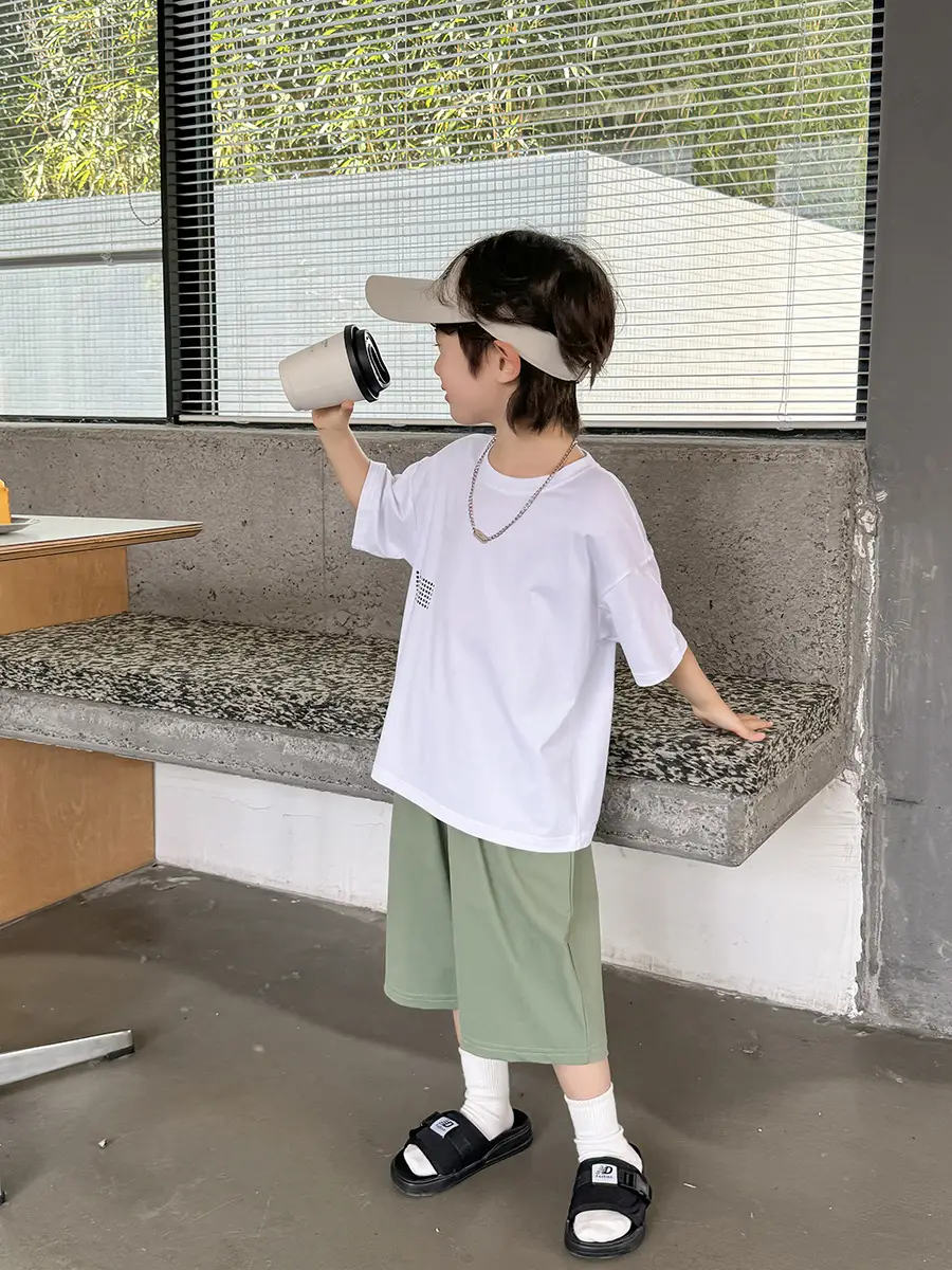 2026 Kids T-Shirt White Cotton Short Sleeve Korean Style - Image 7