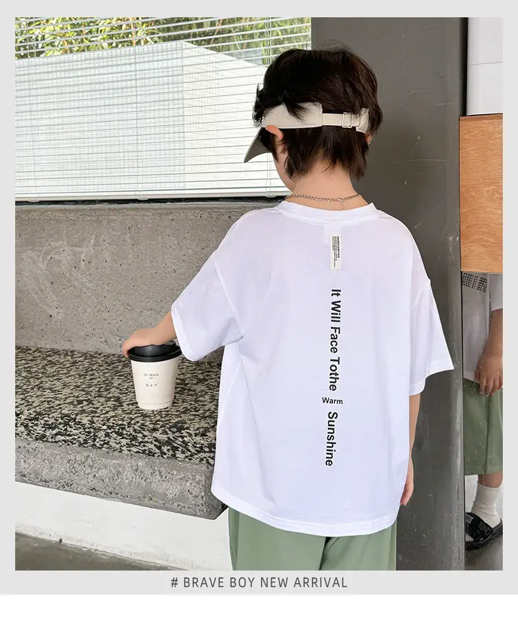 2026 Kids T-Shirt White Cotton Short Sleeve Korean Style — feature 2