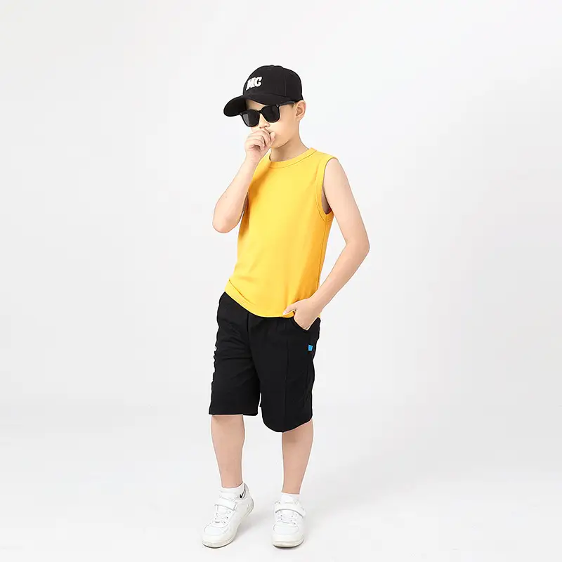 Kids Sleeveless Summer Vest Pink Solid Color - Image 6