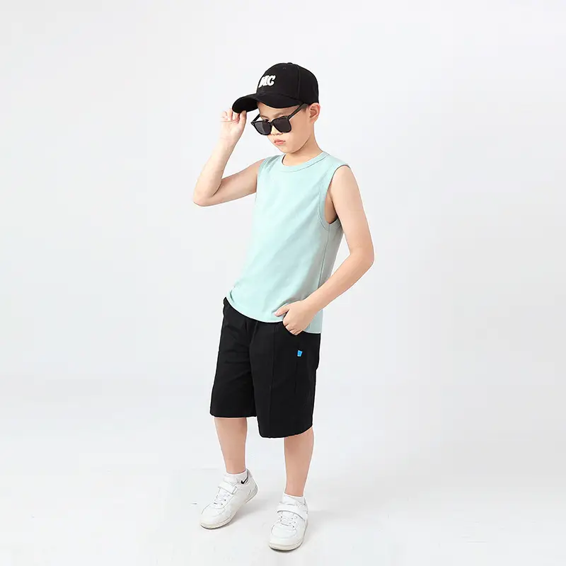 Kids Sleeveless Summer Vest Pink Solid Color - Image 8