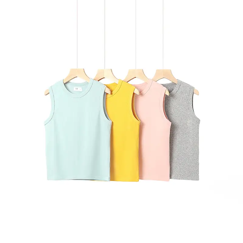 Kids Sleeveless Summer Vest Pink Solid Color - Image 9