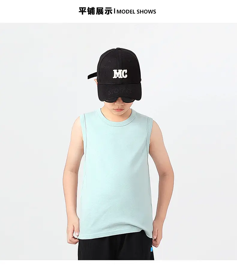 Kids Sleeveless Summer Vest Pink Solid Color — feature 36
