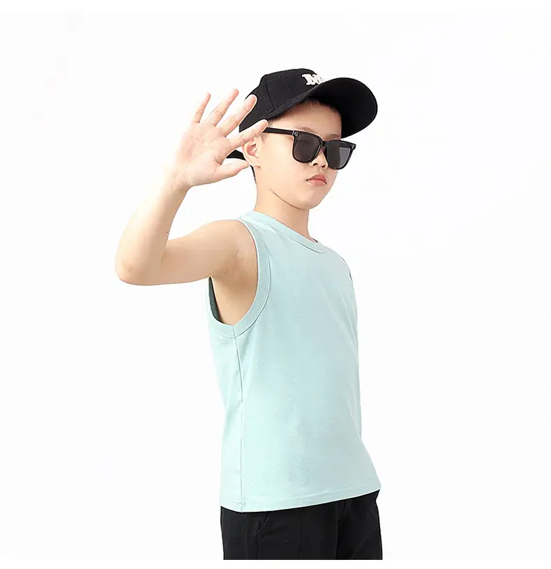 Kids Sleeveless Summer Vest Pink Solid Color — feature 37